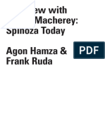 Interview With Pierre Macherey: Spinoza Today Agon Hamza & Frank Ruda