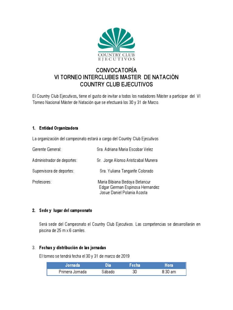 Master de Natación - Country Club Ejecutivos | PDF | Nadando | Natación  (deporte)