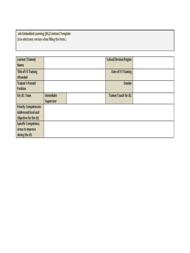 Job Embedded Learning Jel Contract Template | PDF | Career & Growth