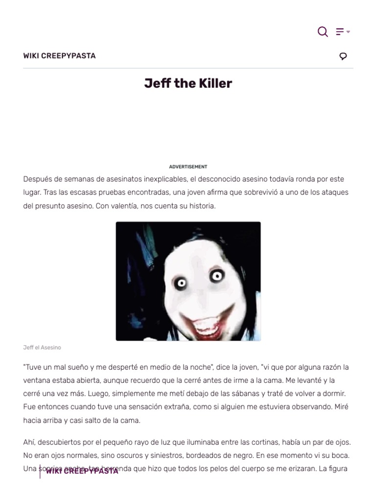 Jeff The Killer - Wiki Creepypasta - Fandom | PDF