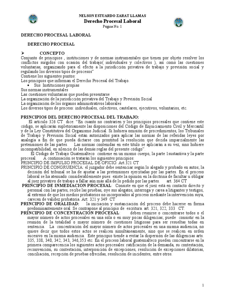 Principios del Derecho Procesal Laboral | PDF | Ley procesal | Jurisdicción