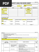 Job Safety Analysis Work Sheet