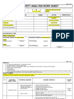 Job Safety Analysis Work Sheet