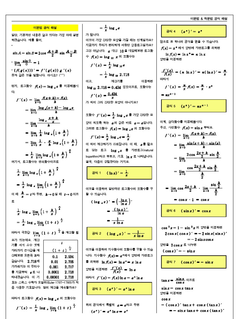미분_적분_공식해설 | PDF