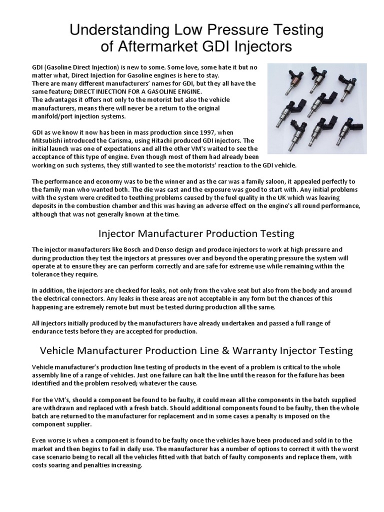 GDI Injector Testing Insights and Solutions | PDF | Fuel Injection ...