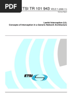 ETSI TR 101 943: Lawful Interception (LI) Concepts of Interception in A Generic Network Architecture