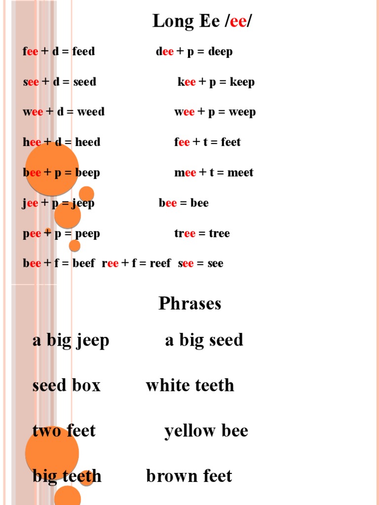 Phonics Practice: Long Ee Sounds | PDF