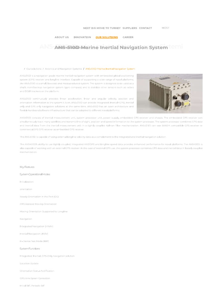 ANS510D Marine Inertial Navigation System ASELSAN PDF