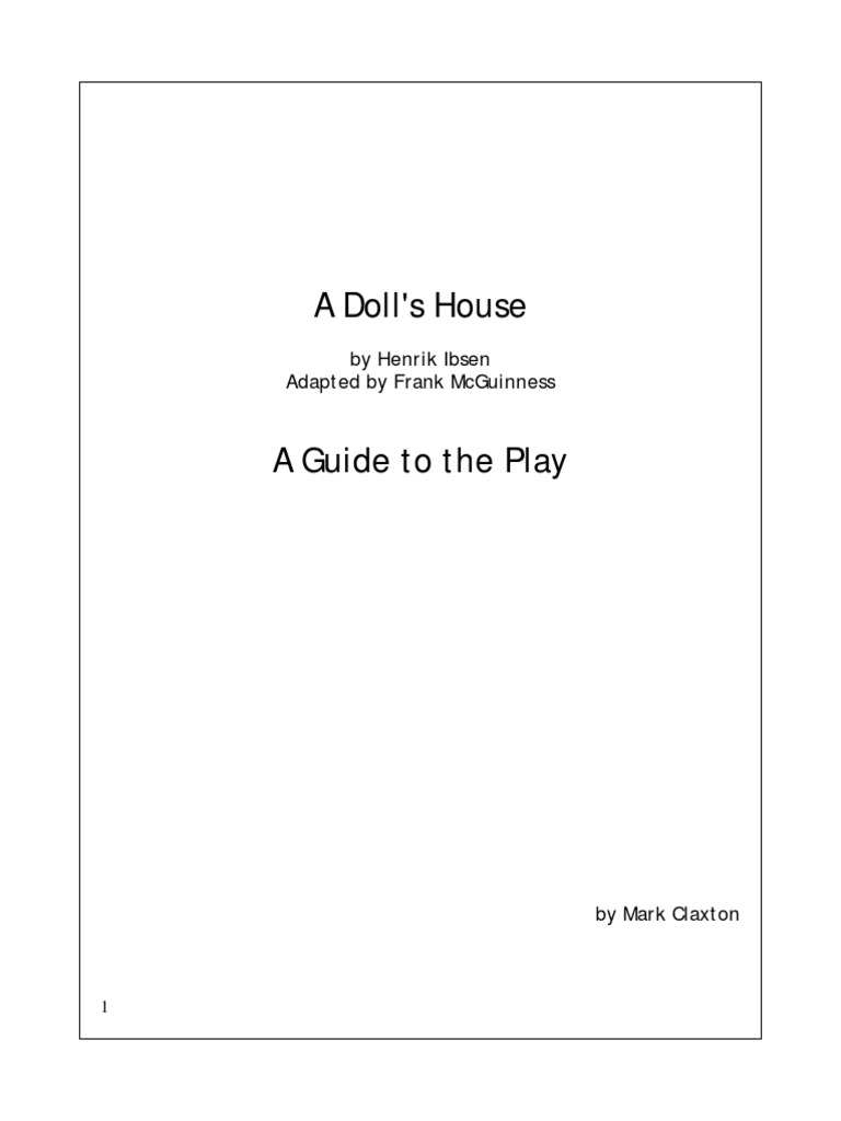 Doll's House Play Guide PDF A Doll's House