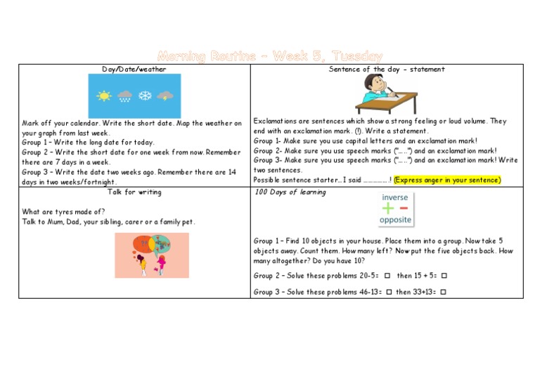 Morning Routine Week 5 Tuesday | PDF