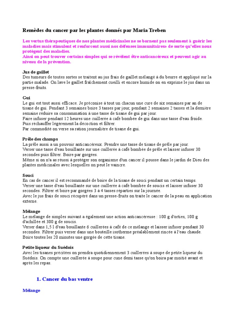 Maria Treben Ces Plantes Qui Guérissent Pdf Remèdes Du Cancer Par Maria Treben | PDF | Café | Jus