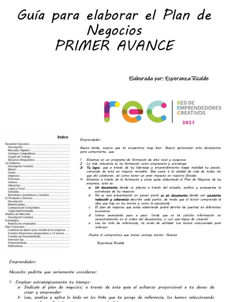 Guía para Elaborar un Plan de Negocios | PDF | Marketing | Iniciativa ...