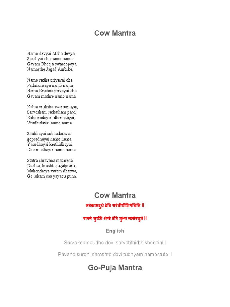 Cow Mantra | PDF | Hindu Literature | Hindu Deities