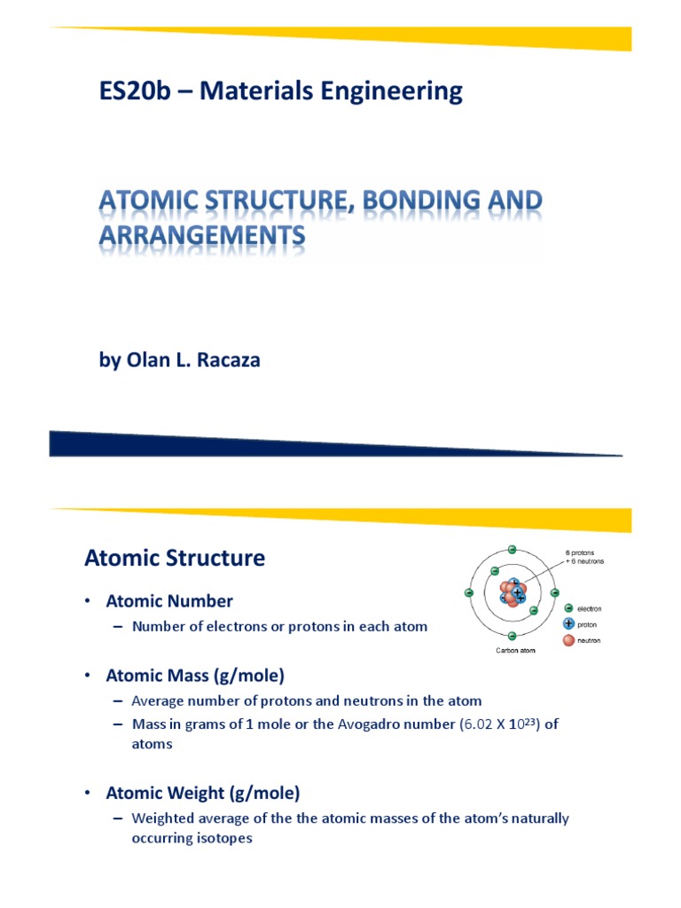 Atomic Structure and Bonding Overview | PDF | Chemical Bond | Crystal ...