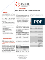 Edital Do Processo de Inscrição e Matricula para o Ano Académico de 2018