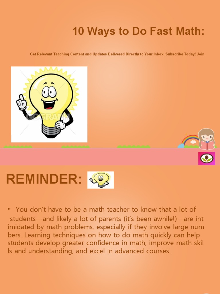 10 Ways To Do Fast Math | PDF | Notation | Mathematical Objects