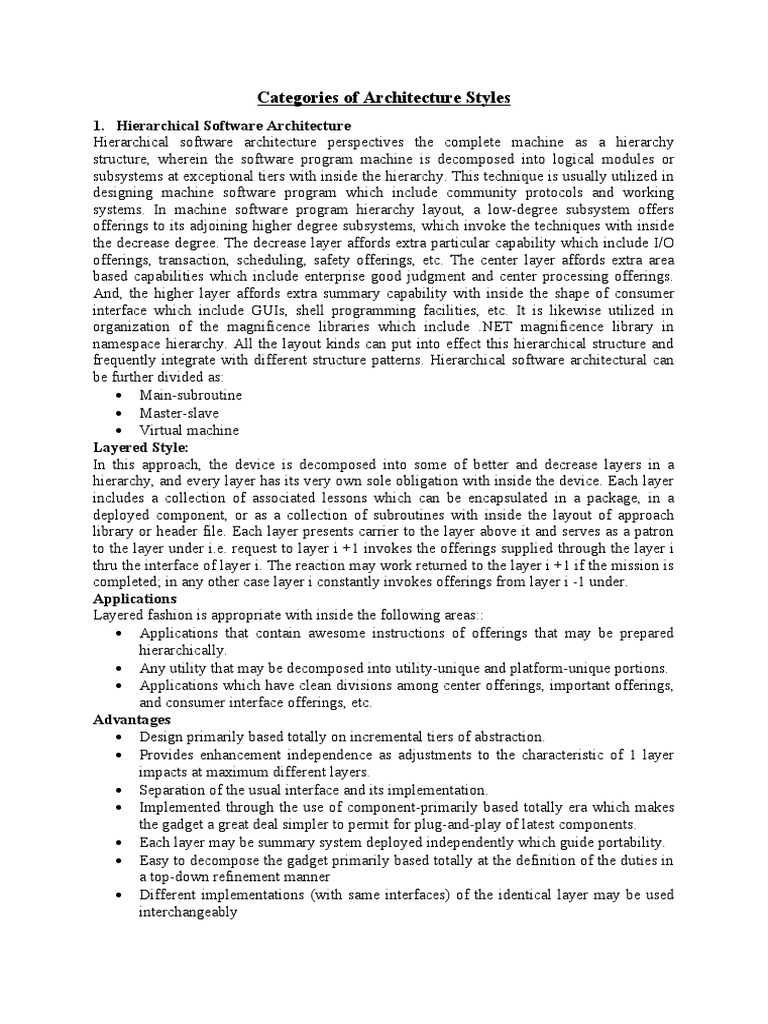 Software Architecture Styles Overview | PDF | Client–Server Model ...