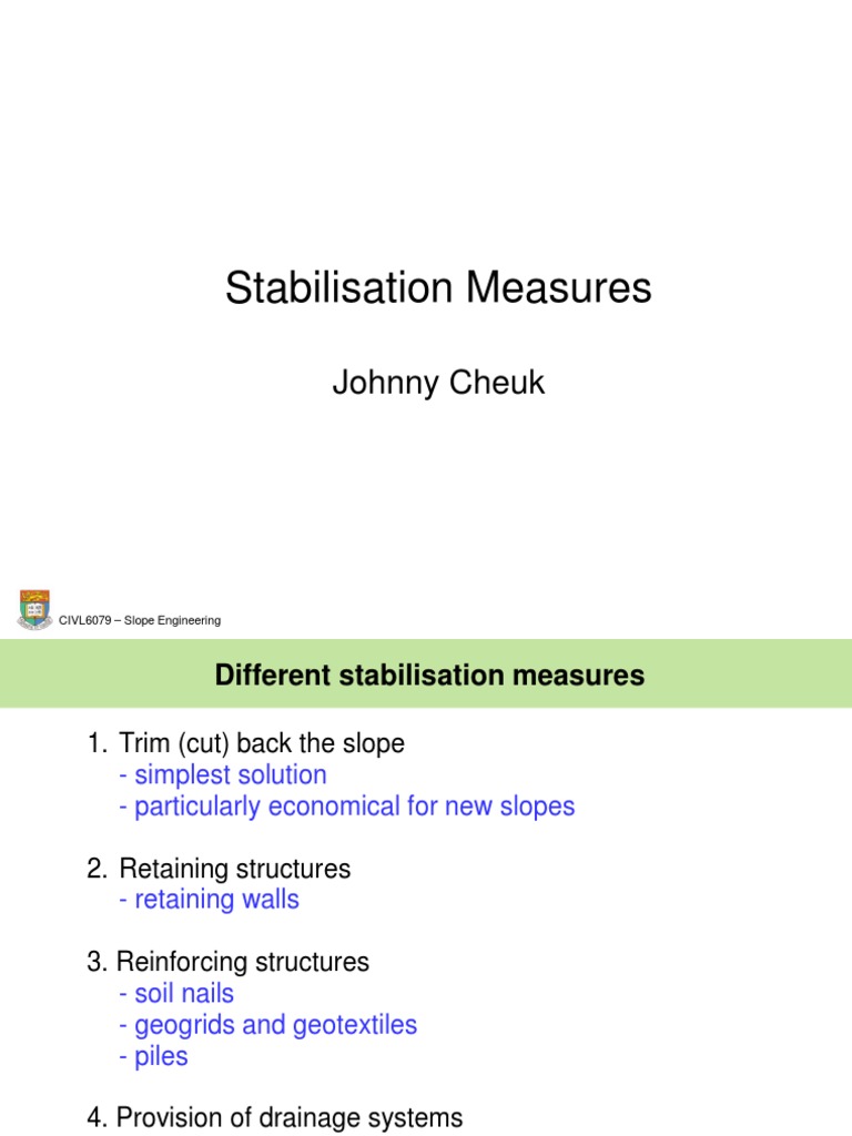 Lecture 5 Stabilisation Measures | PDF | Mechanics | Solid Mechanics