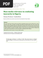 Mass Media Relevance in Combating Insecurity in Nigeria