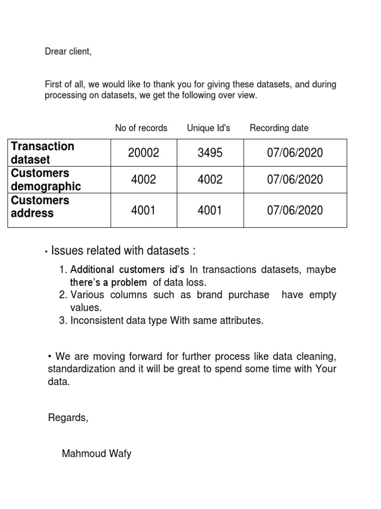 Data Issues & Next Steps | PDF