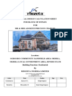 Rhozeta: Structural Design Calculation Sheet For Block of Duplex FOR MR & Mrs Adokiye Precious Charles