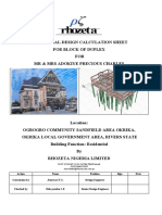 Rhozeta: Structural Design Calculation Sheet For Block of Duplex FOR MR & Mrs Adokiye Precious Charles