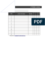 3 Week Look Ahead Schedule Template XLS: Project Name: Project Manager