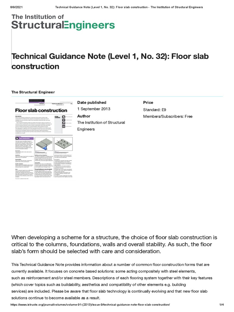 Technical Guidance Note (Level 1, No. 32) - Floor Slab Construction ...