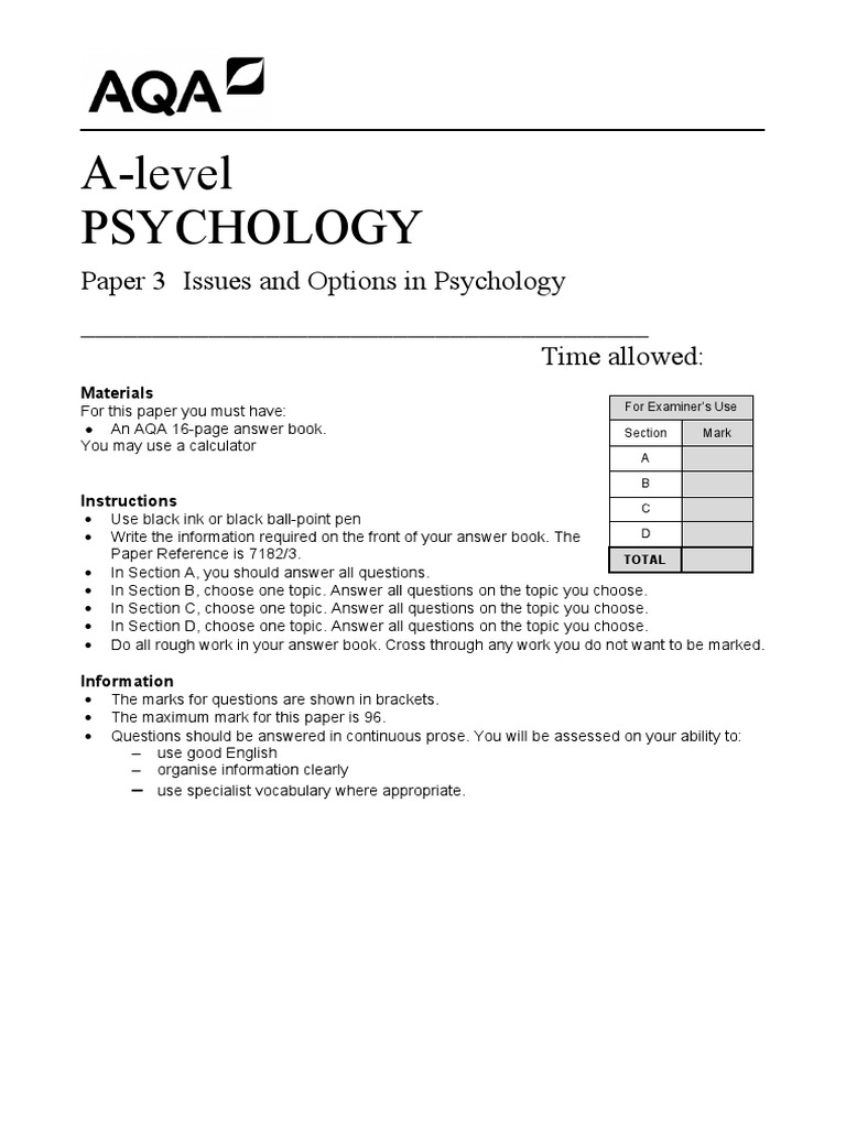 psychology paper 3