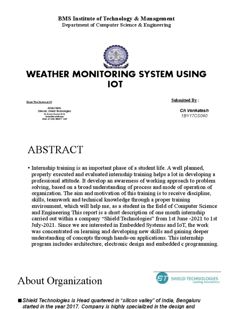 Weather Monitoring System Using IOT BMS Institute of Technology