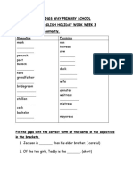 Kings Way Primary School P4 English Holiday Work Week 3 Complete The Table Correctly. Masculine Feminine