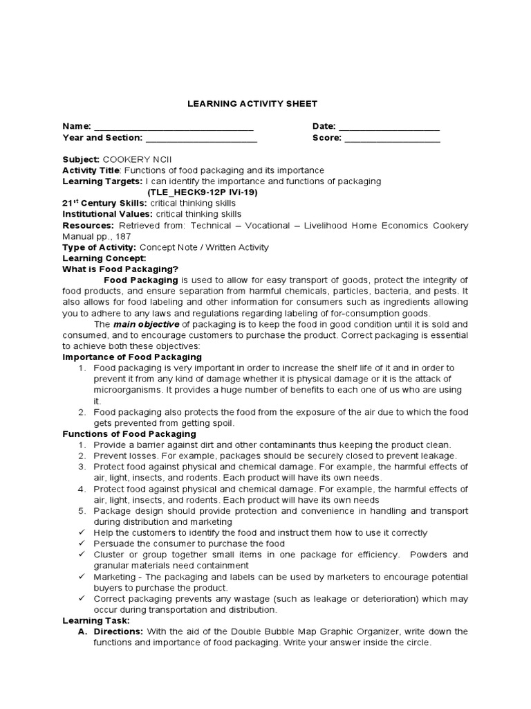 Functions of Food Packaging and Its Importance PDF Foods