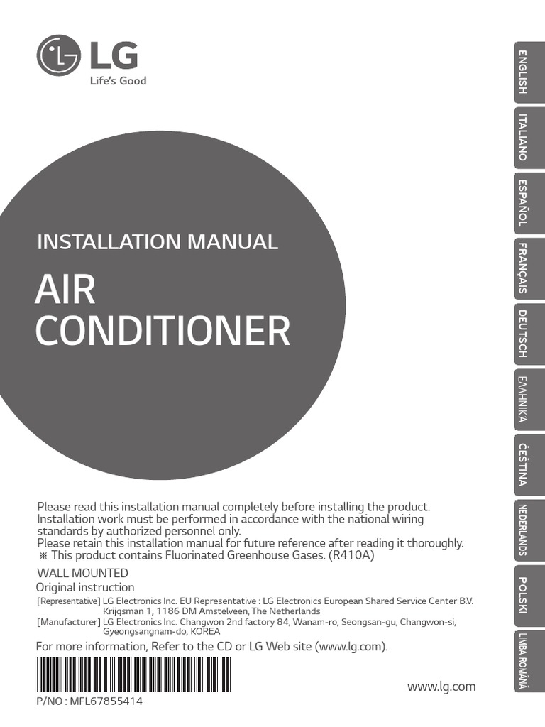 LG Air Conditioner Installation Manual | PDF | Pipe (Fluid Conveyance ...