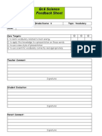 Physics Vocabulary Assignment Feedback Sheet PDF