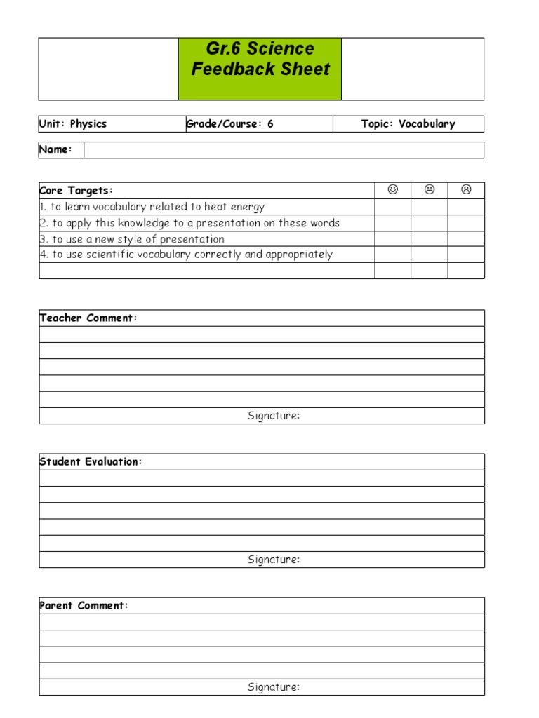Physics Vocabulary Assignment Feedback Sheet PDF | PDF | Vocabulary ...