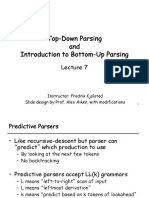 Top-Down Parsing and Introduction To Bottom-Up Parsing