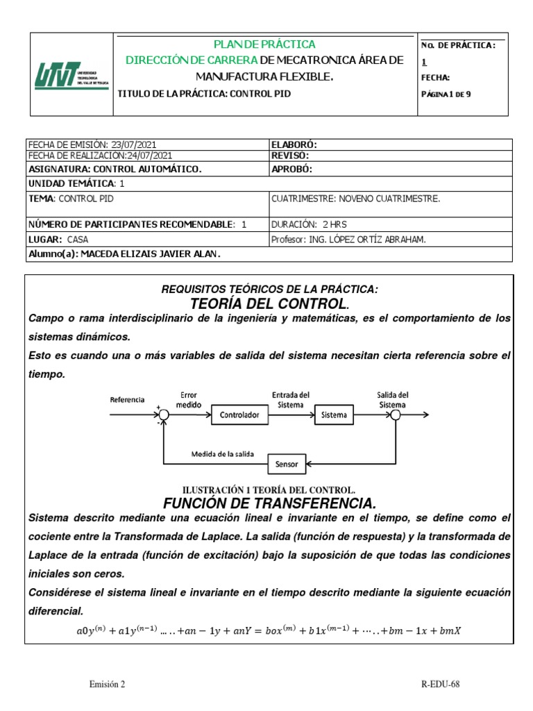 Control PID en LabVIEW: Práctica de Mecatrónica | PDF | Matemáticas ...