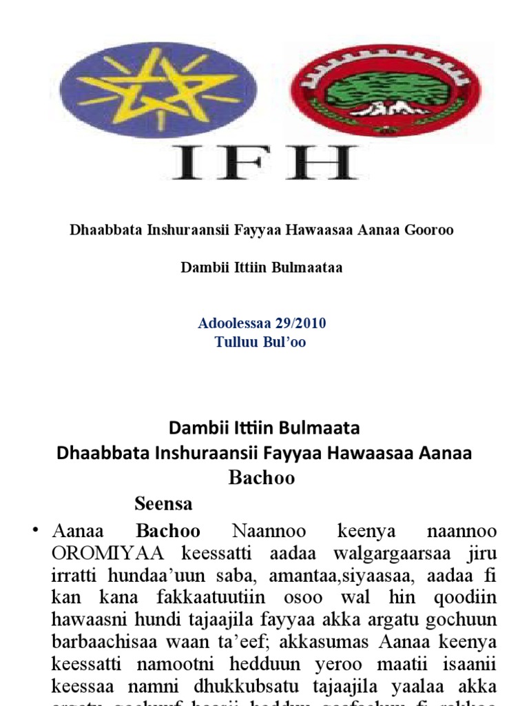 Dambii Ittii Bulmaata IFH | PDF