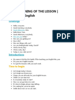 The Beginning of The Lesson - Classroom English: Greetings