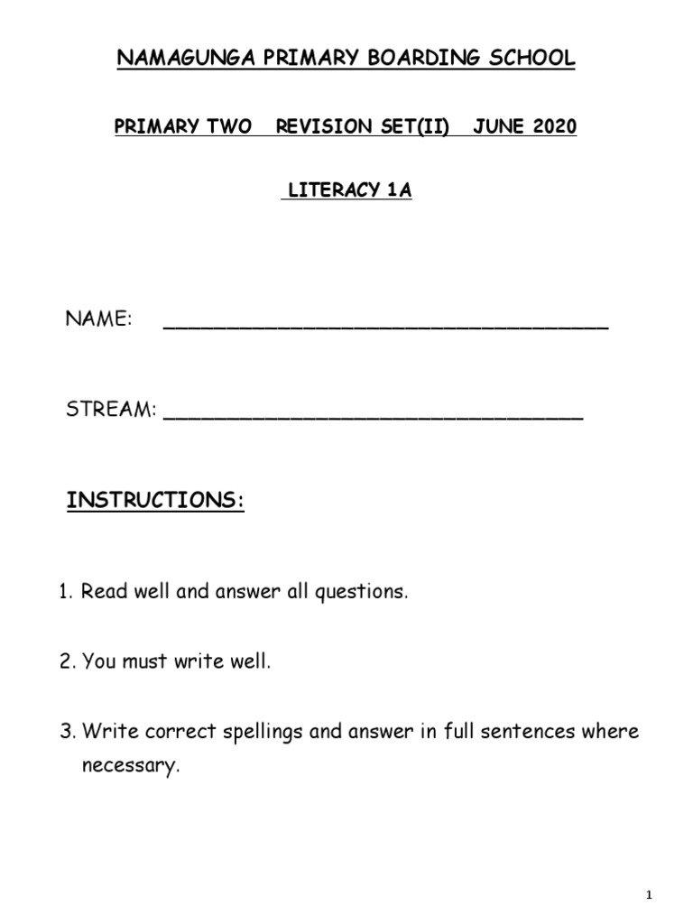 Namagunga Primary Boarding School: Name | PDF | Jesus