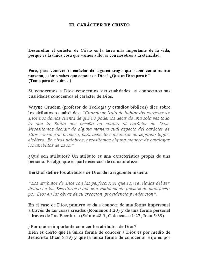 El Carácter de Cristo | PDF | Dios | Cristo (título)