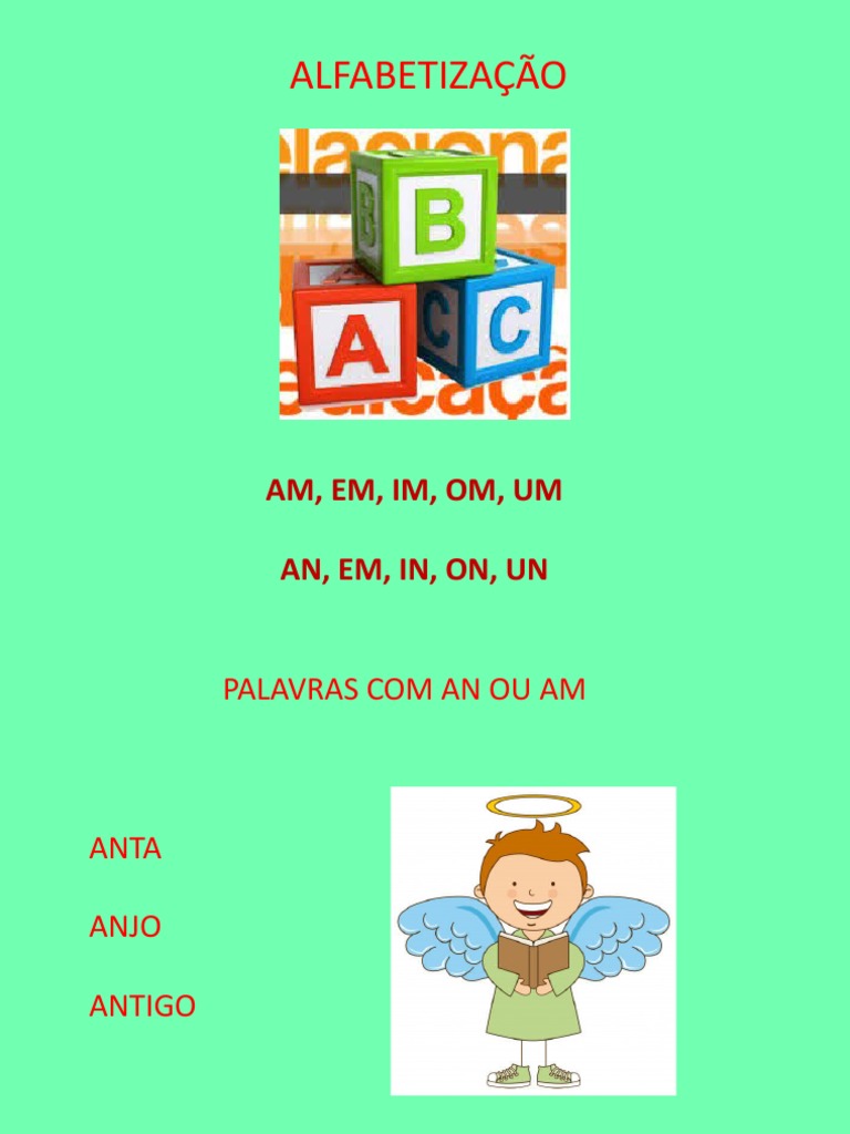 Palavras para Alfabetização: AM, EM, IM, OM, UM | PDF