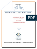 Stylistic Analysis of The News: Assignment