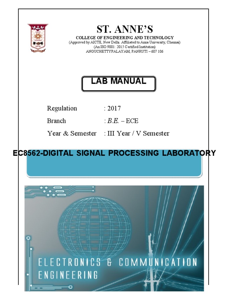 Ec8562 Digital Signal Processing Laboratory 1953309632 Ec8562 Digital