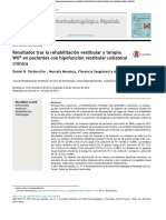 Resultados Tras La Rehabilitación Vestibular y Terapia Wii en Pacientes Con Hipofunción Vestibular Unilateral Crónica