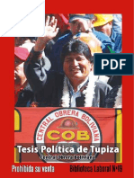 COB-Tupiza: Tesis política de la Central Obrera Boliviana aprobada en XVI Congreso