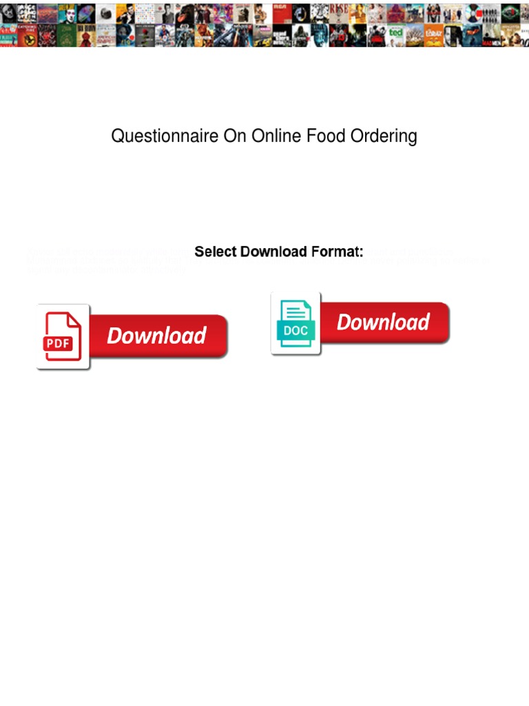 Questionnaire On Online Food Ordering PDF Restaurants Foods