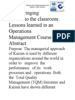 Bringing Kaizen To The Classroom: Lessons Learned in An Operations Management Course