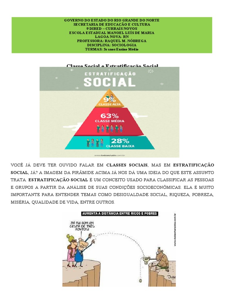 Estratificação Social e Classes Sociais | PDF | Sociologia ...
