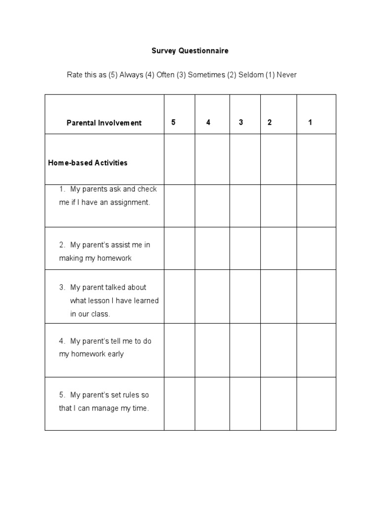 Survey Questionnaire | PDF | Self-Improvement